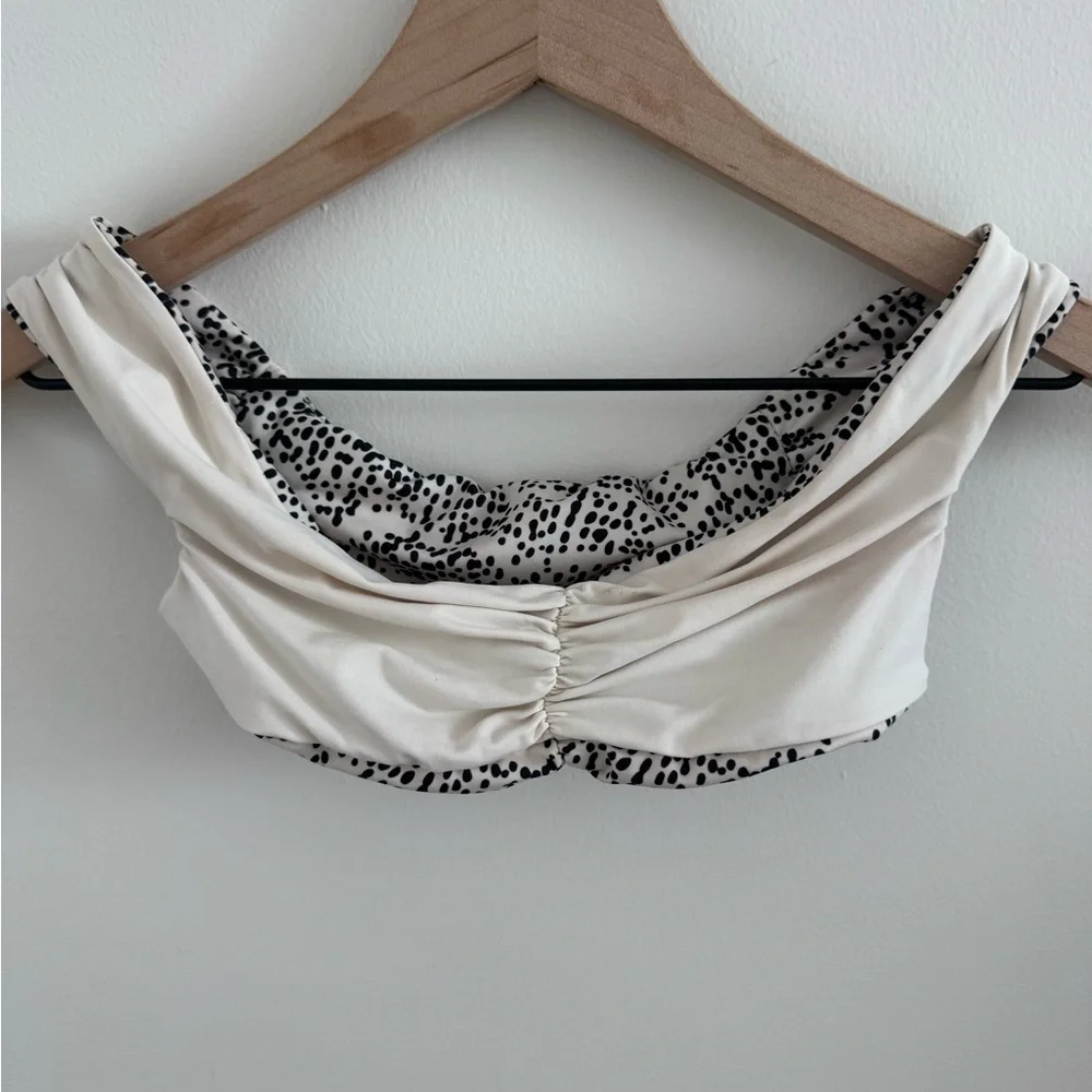 KOA Swim Oasis Reversible Bikini Top Polka Dot/Shell Print Boho Size XS MSRP $94